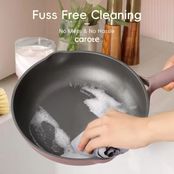 imageCAROTE 19pcs Nonstick Cookware Sets Pots and Pans Set Non StickRosy Brown Kitchen Cooking SetPremium Induction Cookware Frying pan Large Capacity Granite PurpleRosy Brown