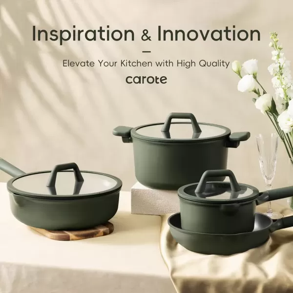 imageCAROTE 19pcs Nonstick Cookware Sets Pots and Pans Set Non StickRosy Brown Kitchen Cooking SetPremium Induction Cookware Frying pan Large Capacity Granite PurpleGreen
