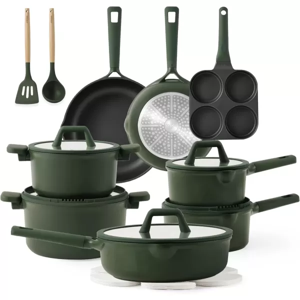imageCAROTE 19pcs Nonstick Cookware Sets Pots and Pans Set Non StickRosy Brown Kitchen Cooking SetPremium Induction Cookware Frying pan Large Capacity Granite PurpleGreen