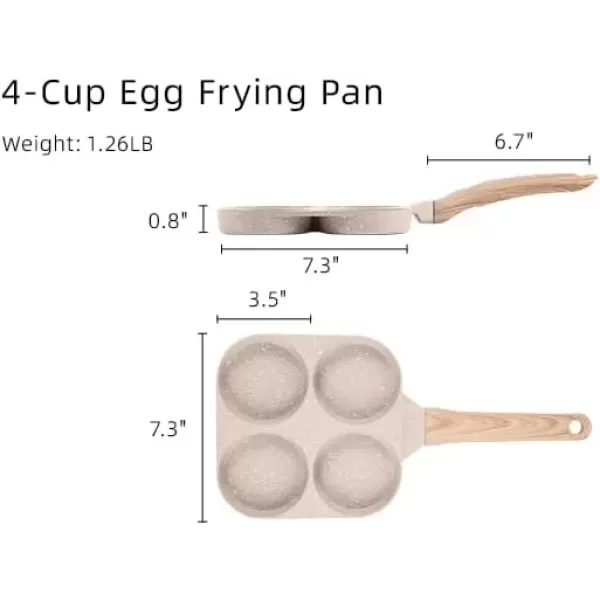 imageCAROTE Egg Pan Omelette Pan 4Cup Nonstick Granite Omelette Skillet  Pancake Pan and Healthy Egg Cooker Suitable for Gas Stove ampamp Induction Cookware4Cup Frying Pan