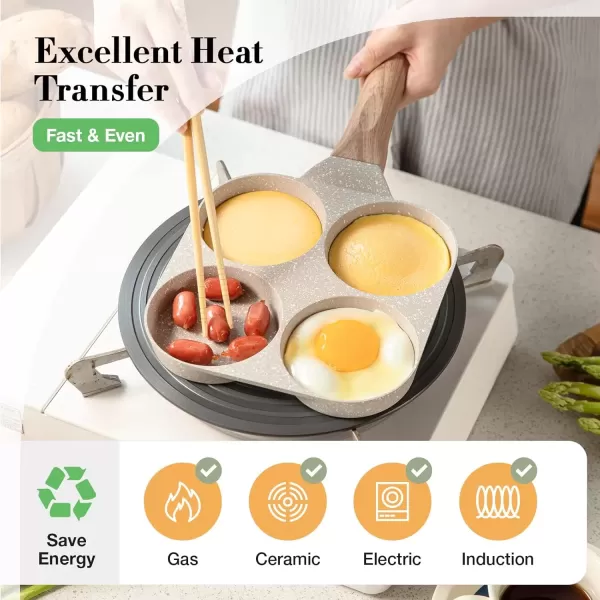 imageCAROTE Egg Pan Omelette Pan 4Cup Nonstick Granite Omelette Skillet  Pancake Pan and Healthy Egg Cooker Suitable for Gas Stove ampamp Induction Cookware4Cup Frying Pan