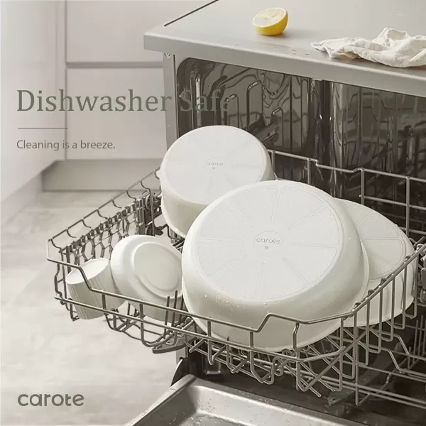 imageCAROTE 23pcs Pots and Pans Set Non Stick Cookware Sets Kitchen Set OvenDishwasherFridge Safe Space Saving Pots Set Nonstick Set with Versatile Detachable Handle Induction RV Set Black23pcs Cream White