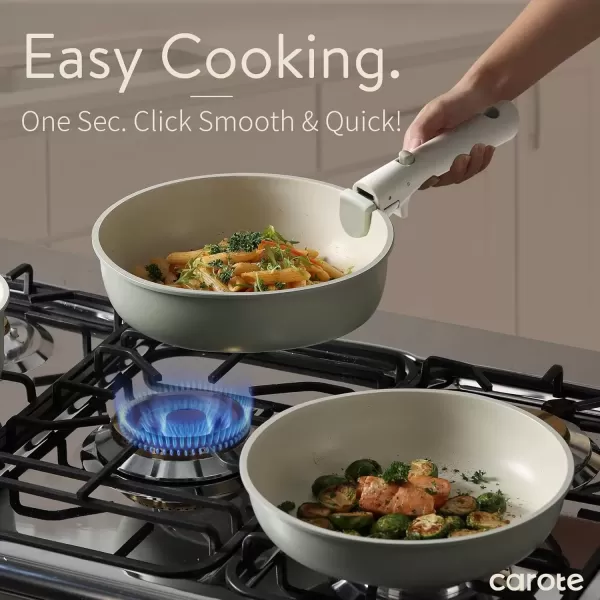 imageCAROTE 23pcs Pots and Pans Set Non Stick Cookware Sets Kitchen Set OvenDishwasherFridge Safe Space Saving Pots Set Nonstick Set with Versatile Detachable Handle Induction RV Set Black23pcs Sage Green