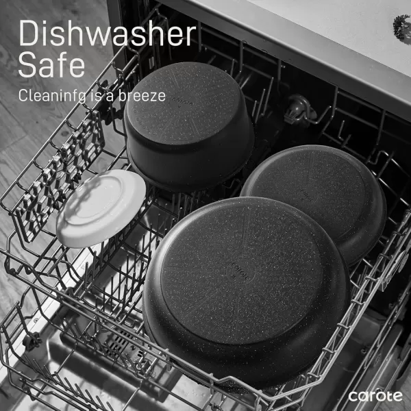 imageCAROTE 23pcs Pots and Pans Set Non Stick Cookware Sets Kitchen Set OvenDishwasherFridge Safe Space Saving Pots Set Nonstick Set with Versatile Detachable Handle Induction RV Set Black23pcs Midnight Black