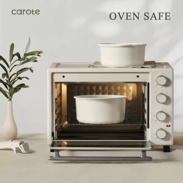 imageCAROTE 23pcs Pots and Pans Set Non Stick Cookware Sets Kitchen Set OvenDishwasherFridge Safe Space Saving Pots Set Nonstick Set with Versatile Detachable Handle Induction RV Set Black23pcs Cream White