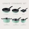imageCAROTE Pots and Pans Set Nonstick Cookware Set Induction Cookware Non Stick Kitchen Cooking Set with Frying Pans SetEgg Pan9 PieceBlue