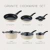 imageCAROTE Pots and Pans Set Nonstick Cookware Set Induction Cookware Non Stick Kitchen Cooking Set with Frying Pans SetEgg Pan9 PieceOatmeal