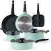 imageCAROTE Pots and Pans Set Nonstick Cookware Set Induction Cookware Non Stick Kitchen Cooking Set with Frying Pans SetEgg Pan9 PieceBlue