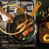 imageCAROTE 16 Piece Nonstick Kitchen Cookware Sets Pots and Pans Set Non StickInduction Cooking Set WFrying Pans Saucepans16 Piece Lemon Drop