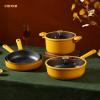 imageCAROTE 16 Piece Nonstick Kitchen Cookware Sets Pots and Pans Set Non StickInduction Cooking Set WFrying Pans Saucepans16 Piece Lemon Drop
