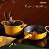 imageCAROTE 16 Piece Nonstick Kitchen Cookware Sets Pots and Pans Set Non StickInduction Cooking Set WFrying Pans Saucepans16 Piece Lemon Drop