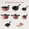 imageCAROTE Non Stick Pots and Pans Set Cookware Sets Nonstick16 Piece Kitchen Cooking Set with StayCool Handleswith Silicone Tools and Pot Protectors14 Piece
