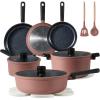imageCAROTE Non Stick Pots and Pans Set Cookware Sets Nonstick16 Piece Kitchen Cooking Set with StayCool Handleswith Silicone Tools and Pot Protectors16 Piece