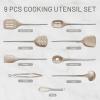 imageCAROTE 9PCS Kitchen Utensils Set Silicone Kitchen Utensils Set with Stainless Steel Handle for NonStick Cookware Set Dishwasher Safe BrownBrown