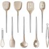 imageCAROTE 9PCS Kitchen Utensils Set Silicone Kitchen Utensils Set with Stainless Steel Handle for NonStick Cookware Set Dishwasher Safe BrownBrown