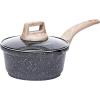 imageCAROTE 15Qt ampamp 30Qt Sauce Pan Set with Lid Nonstick Saucepan 4 Pcs Non Stick Sauce Pots Cooking Pot with Pour Spout Easy to Clean Small Kitchen Pots Induction Pot PFOA FREE Class Granite