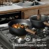 imageCAROTE 20Qt ampamp 25Qt Nonstick Sauce Pan Set with LidSteamer BasketUtensil Sets 7 Pcs Non Stick Sauce Pots Titanium Induction Cooking Pot with StayCool Handle BlackBlack