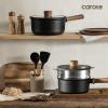 imageCAROTE 20Qt ampamp 25Qt Nonstick Sauce Pan Set with LidSteamer BasketUtensil Sets 7 Pcs Non Stick Sauce Pots Titanium Induction Cooking Pot with StayCool Handle BlackBlack