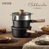imageCAROTE 20Qt ampamp 25Qt Nonstick Sauce Pan Set with LidSteamer BasketUtensil Sets 7 Pcs Non Stick Sauce Pots Titanium Induction Cooking Pot with StayCool Handle BlackBlack