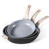 imageCAROTE Non Stick Frying Pans Set Nonstick Ceramic Skillet Cookware Chefs Pan PFAS ampamp PFOAFree Nontoxic Pots and Pans Compatible with All StovetopsBlack95quot11quot125quotBlack