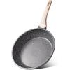 imageCAROTE Non Stick Frying Pans SetsNonstick Granite Fry Pan Egg Pan Omelet Pans Stone Cookware Chefs Pan PFOA FreeWhite Granite 95quot11quot125Black