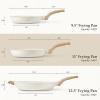 imageCAROTE Non Stick Frying Pans SetsNonstick Granite Fry Pan Egg Pan Omelet Pans Stone Cookware Chefs Pan PFOA FreeWhite Granite 95quot11quot125Cream White