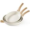 imageCAROTE Non Stick Frying Pans SetsNonstick Granite Fry Pan Egg Pan Omelet Pans Stone Cookware Chefs Pan PFOA FreeWhite Granite 95quot11quot125Cream White