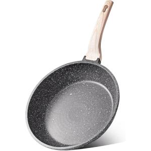 imageCAROTE Non Stick Frying Pans SetsNonstick Granite Fry Pan Egg Pan Omelet Pans Stone Cookware Chefs Pan PFOA FreeWhite Granite 95quot11quot125Black