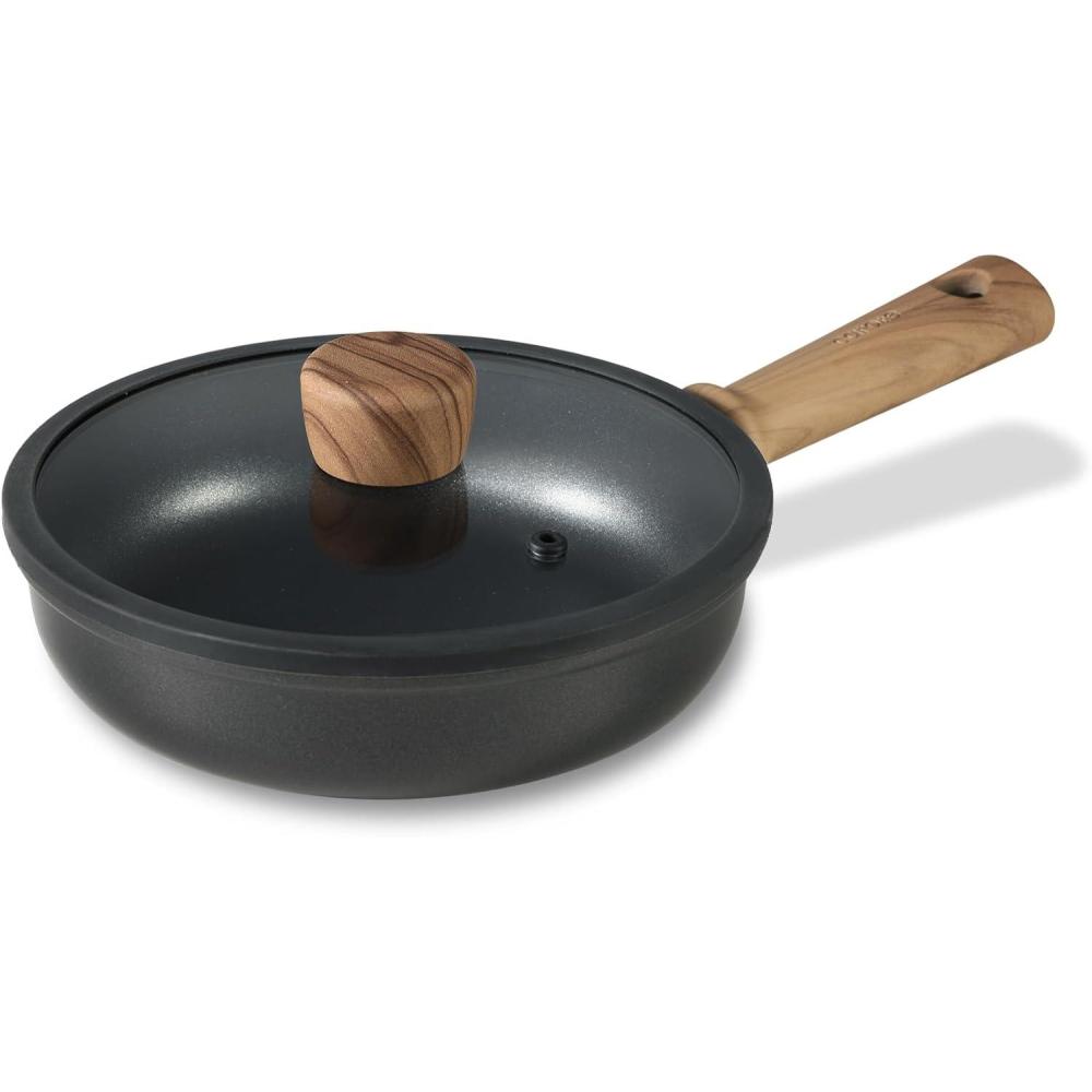 thumbnail interactive-video image 1 of Titanium Steel Nonstick Frying Pan With Lid And Spatula – 26cm Kitchen Skillet 1 of 6