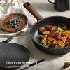 imageCAROTE Non Stick Frying Pans Sets 89511 Inch Nonstick Skillet Titanium Induction Pan with Glass Lid Nonstick Skillet Compatible with All StovetopsBlack