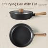 imageCAROTE Non Stick Frying Pans Sets 89511 Inch Nonstick Skillet Titanium Induction Pan with Glass Lid Nonstick Skillet Compatible with All StovetopsBlack