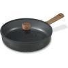 imageCAROTE Non Stick Frying Pans Sets 89511 Inch Nonstick Skillet Titanium Induction Pan with Glass Lid Nonstick Skillet Compatible with All StovetopsBlack