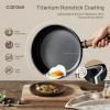 imageCAROTE Non Stick Frying Pans Sets 89511 Inch Nonstick Skillet Titanium Induction Pan with Glass Lid Nonstick Skillet Compatible with All StovetopsBlack