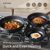 imageCAROTE Non Stick Frying Pans Sets 89511 Inch Nonstick Skillet Titanium Induction Pan with Glass Lid Nonstick Skillet Compatible with All StovetopsBlack
