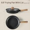 imageCAROTE Non Stick Frying Pans Sets 89511 Inch Nonstick Skillet Titanium Induction Pan with Glass Lid Nonstick Skillet Compatible with All StovetopsBlack