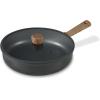 imageCAROTE Non Stick Frying Pans Sets 89511 Inch Nonstick Skillet Titanium Induction Pan with Glass Lid Nonstick Skillet Compatible with All StovetopsBlack