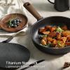 imageCAROTE Non Stick Frying Pans Sets 89511 Inch Nonstick Skillet Titanium Induction Pan with Glass Lid Nonstick Skillet Compatible with All StovetopsBlack
