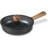 imageCAROTE Non Stick Frying Pans Sets 89511 Inch Nonstick Skillet Titanium Induction Pan with Glass Lid Nonstick Skillet Compatible with All StovetopsBlack
