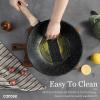 imageCAROTE Nonstick Wok Pan with Lid Spatula 12 Inch Woks ampamp Stirfry Pans Non Stick Granite Stone Pan Flat Bottom Induction Cookware Compatible with All StovetopsBlack