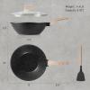 imageCAROTE Nonstick Wok Pan with Lid Spatula 12 Inch Woks ampamp Stirfry Pans Non Stick Granite Stone Pan Flat Bottom Induction Cookware Compatible with All StovetopsBlack