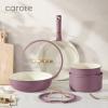imageCAROTE 19pcs Pots and Pans Set Nonstick Cookware Set Detachable Handle Induction Kitchen Cookware Sets Non Stick with Removable Handle RV Cookware Set Gold and PurpleLight Purple 19pcs
