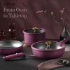 imageCAROTE 19pcs Pots and Pans Set Nonstick Cookware Set Detachable Handle Induction Kitchen Cookware Sets Non Stick with Removable Handle RV Cookware Set Gold and PurpleUltra Violet 19pcs