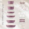 imageCAROTE 19pcs Pots and Pans Set Nonstick Cookware Set Detachable Handle Induction Kitchen Cookware Sets Non Stick with Removable Handle RV Cookware Set Gold and PurpleLight Purple 19pcs