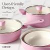imageCAROTE Ceramic Pots and Pans Nonstick Cookware Set Kitchen Cooking Sets 14pcs Induction Pot and Pan Non StickPink