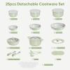 imageCAROTE 25pcs Ceramic Cookware Set Pots and Pans Set Non Stick Induction Kitchen Sets Non Stick RV Cookware with Detachable Handle DishwasherOven Safe Cookware Set NavyGreen
