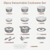 imageCAROTE 25pcs Ceramic Cookware Set Pots and Pans Set Non Stick Induction Kitchen Sets Non Stick RV Cookware with Detachable Handle DishwasherOven Safe Cookware Set NavyDark Gray