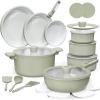imageCAROTE 25pcs Ceramic Cookware Set Pots and Pans Set Non Stick Induction Kitchen Sets Non Stick RV Cookware with Detachable Handle DishwasherOven Safe Cookware Set NavyGreen