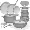 imageCAROTE 25pcs Ceramic Cookware Set Pots and Pans Set Non Stick Induction Kitchen Sets Non Stick RV Cookware with Detachable Handle DishwasherOven Safe Cookware Set NavyDark Gray