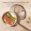 imageCAROTE 10quot Ceramic Saute Pan wilt Lid Non Stick Frying Pan Skillet Chefs Pan Healthy ampamp PFOAPFAS Free InductionCompatible Taupe