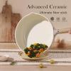 imageCAROTE 10quot Ceramic Saute Pan wilt Lid Non Stick Frying Pan Skillet Chefs Pan Healthy ampamp PFOAPFAS Free InductionCompatible Taupe